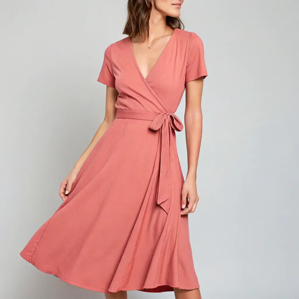 Czerwona sukienka kopertowa marki ElegantWear
